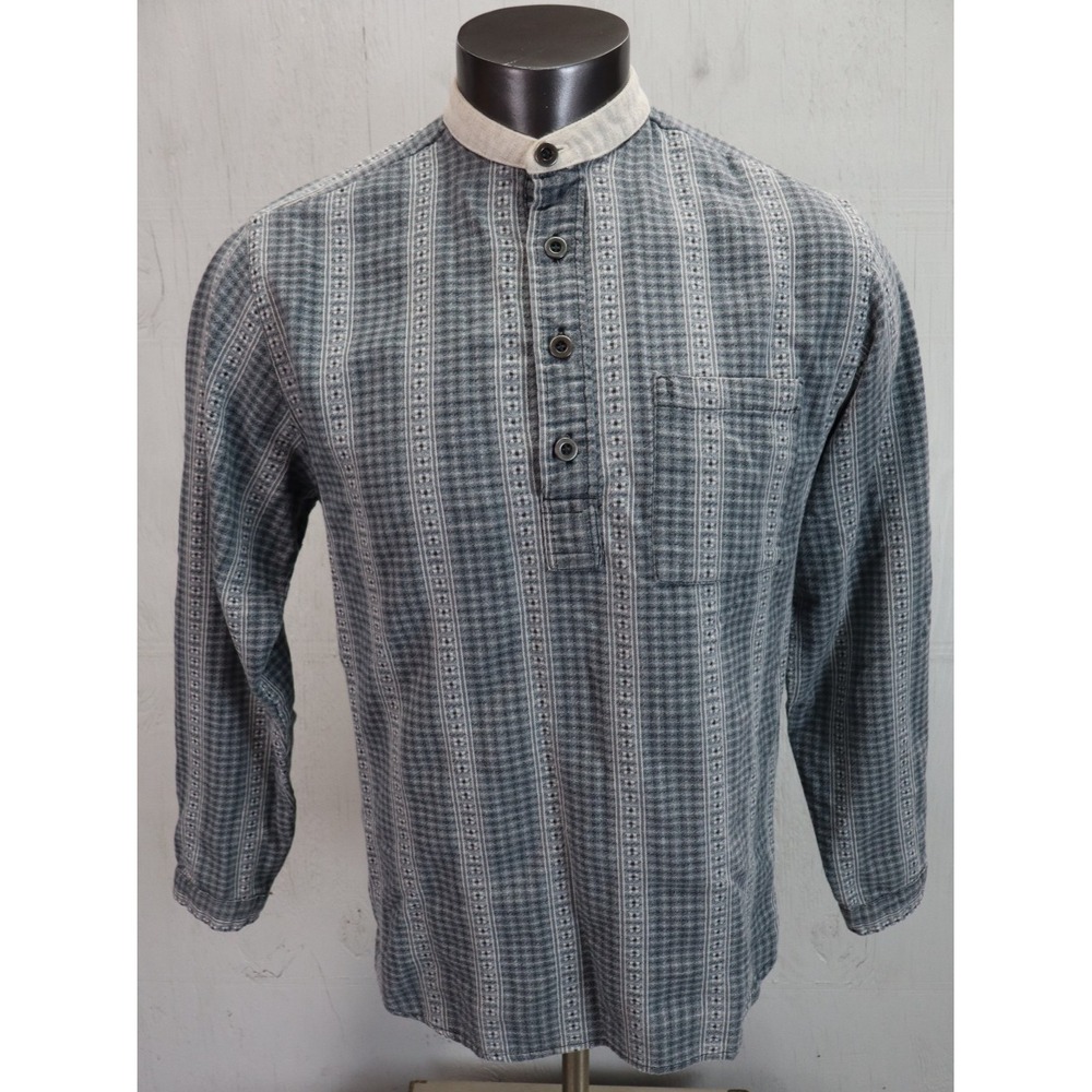 Vintage Wah Maker Shirt Mens M Cotton Blade Collar Granddad Frontier Western